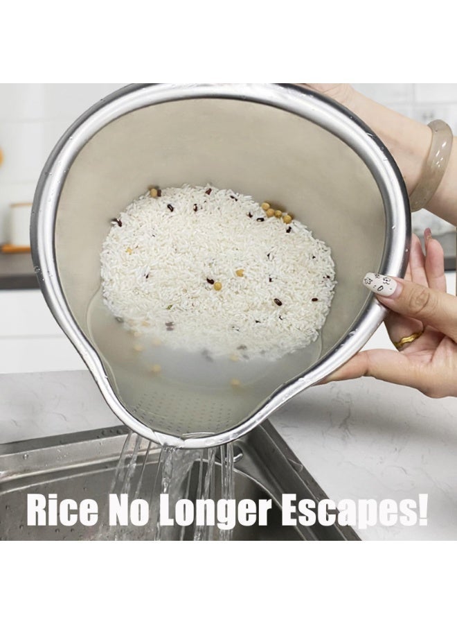 ترينفي وعاء غسيل وتصفية أرز من الفولاذ المقاوم للصدأ، وعاء غسيل لشطف الأرز والكينوا، مصفاة جانبية لتنظيف الفواكه والخضراوات والبقوليات، أداة مطبخ متعددة الاستخدامات - Image 5